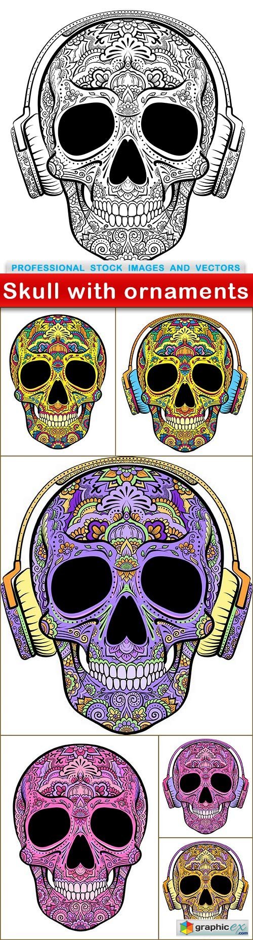 Skull with ornaments - 7 EPS