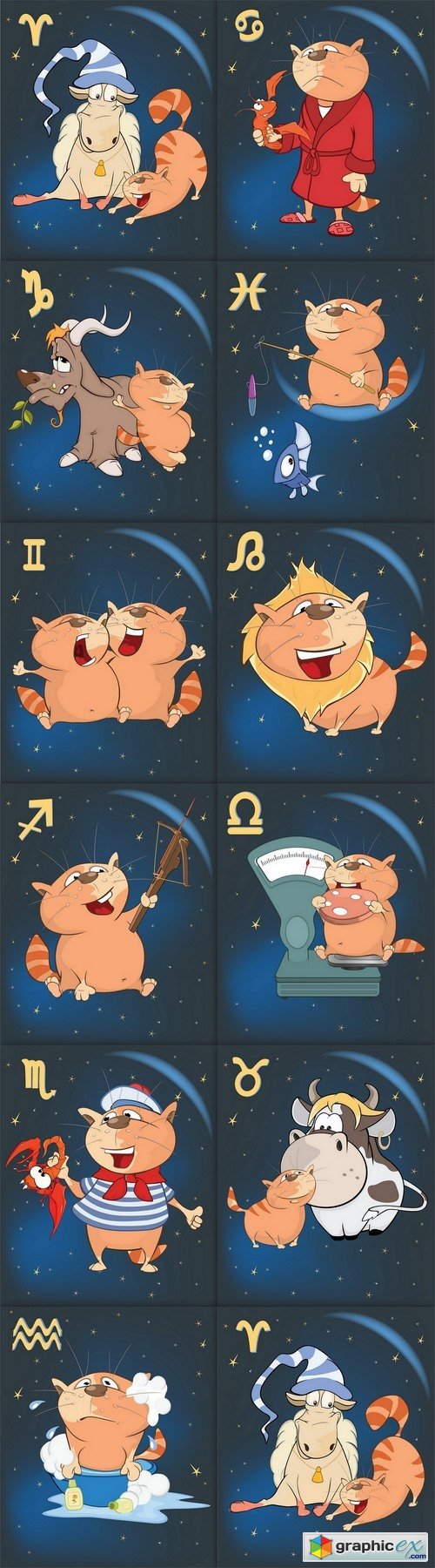 Illustration of a Zodiac Signs Capricorn . Cartoon Character