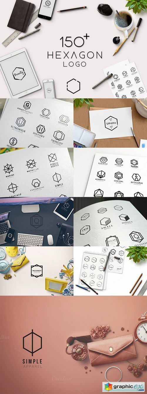 150+ Minimal Hexagon Logo Templates