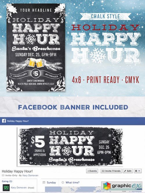 Chalk Holiday Happy Hour Flyer