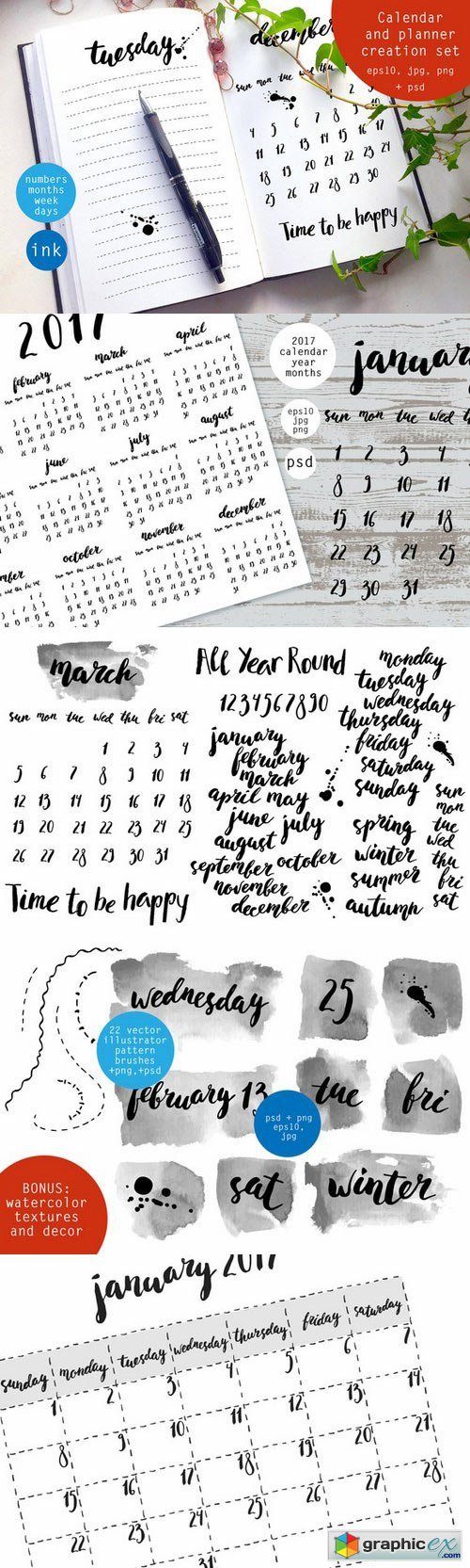 Ink calendar and planner set