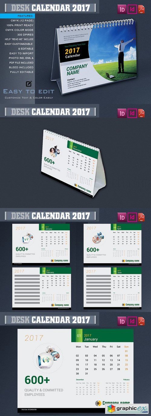 Clean Desk Calendar 2017