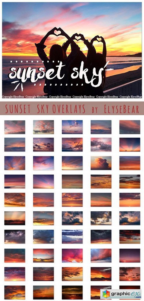 50 Sunset Sky Photoshop Overlays