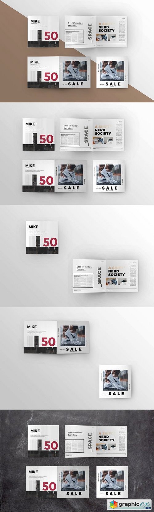 Bi-Fold Square Brochure Mock-up