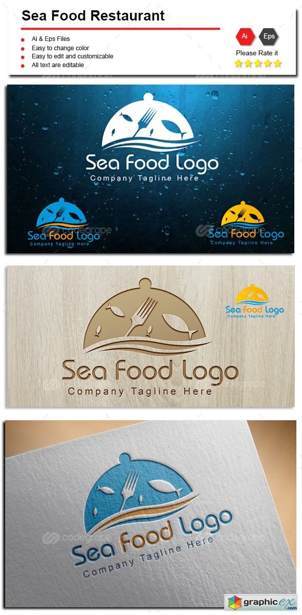 Sea Food Restaurant Logo 8959