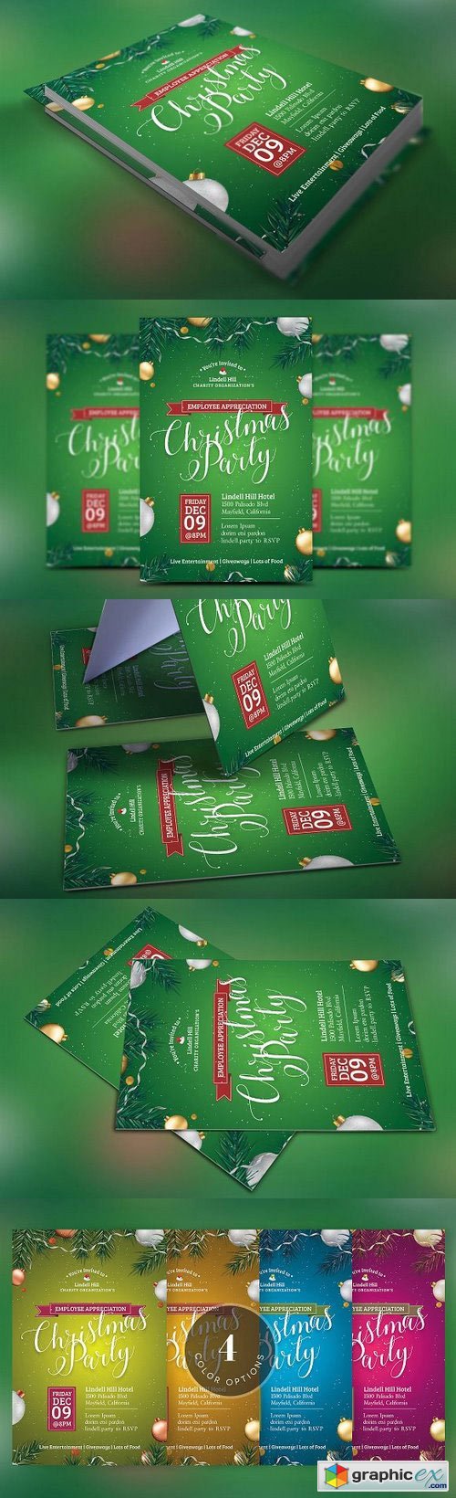 Green Christmas Party Flyer Template