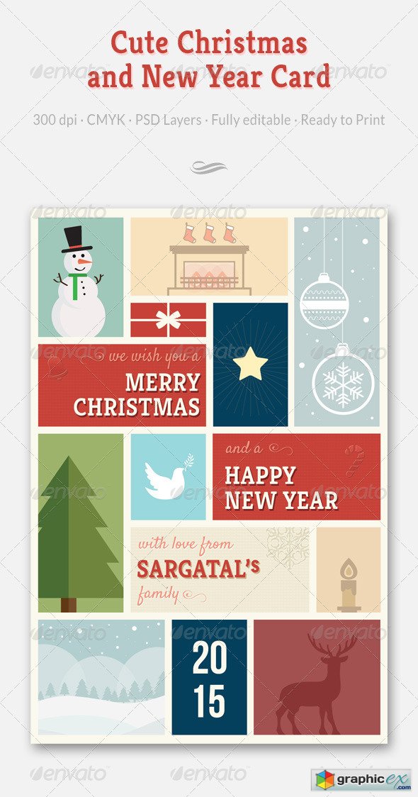 Cute Christmas and New Year Card