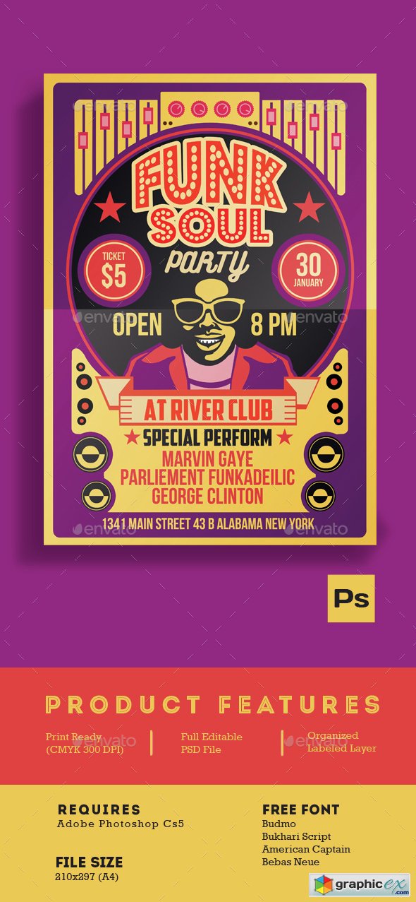 Funk Soul Party Flyer Poster