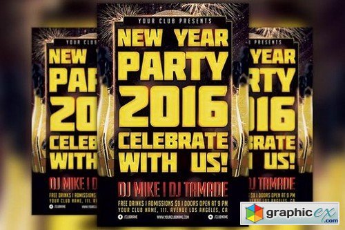 New Year Party Flyer Template 1098826
