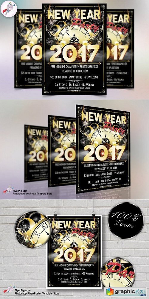New Year Party 2017 Flyer Template