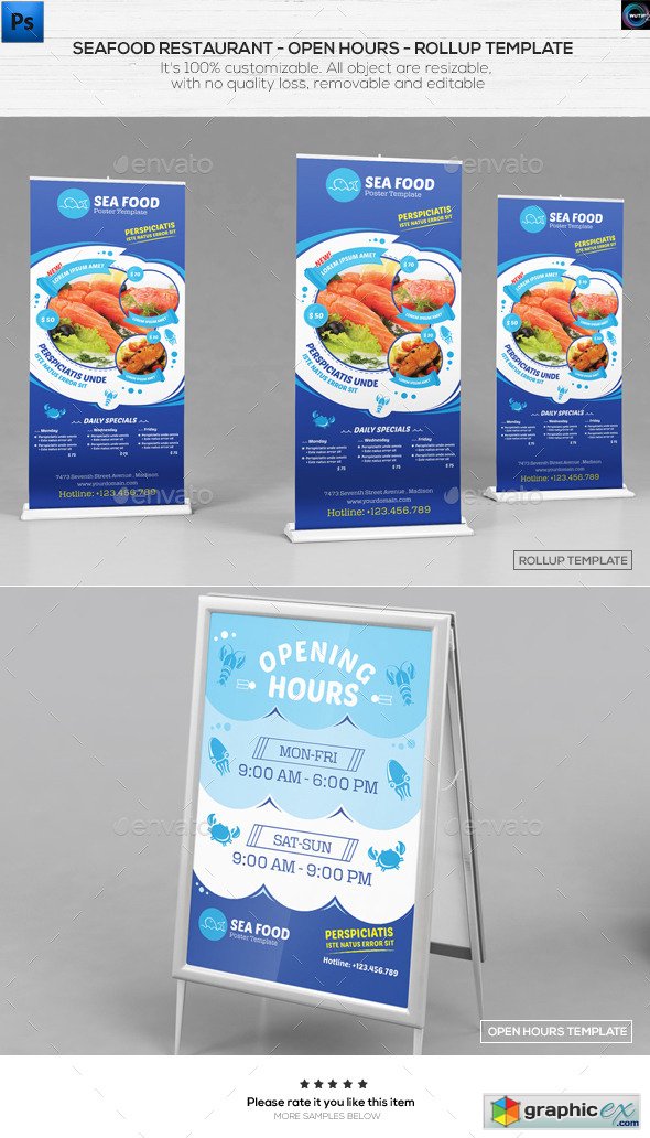 Seafood Restauran - Open hours/ RollUp Template