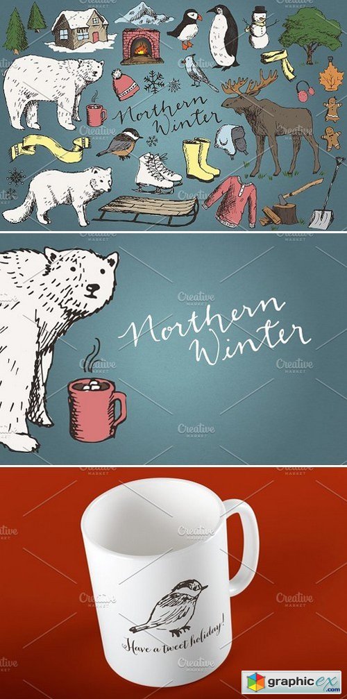 Snowy Winter Illustrations/Clipart