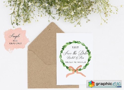 Watercolor Leaves & Wreaths - Olive