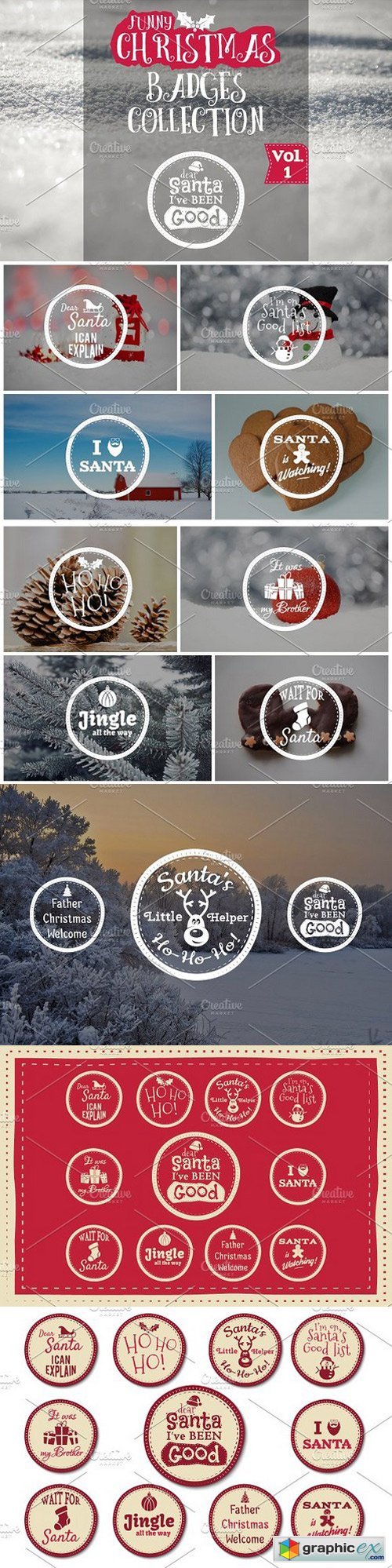 Funny Christmas Badges Collection