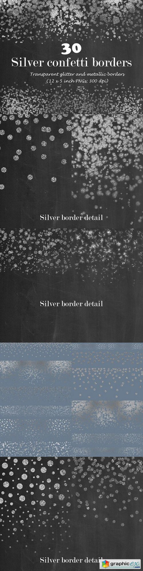 Silver confetti border overlay