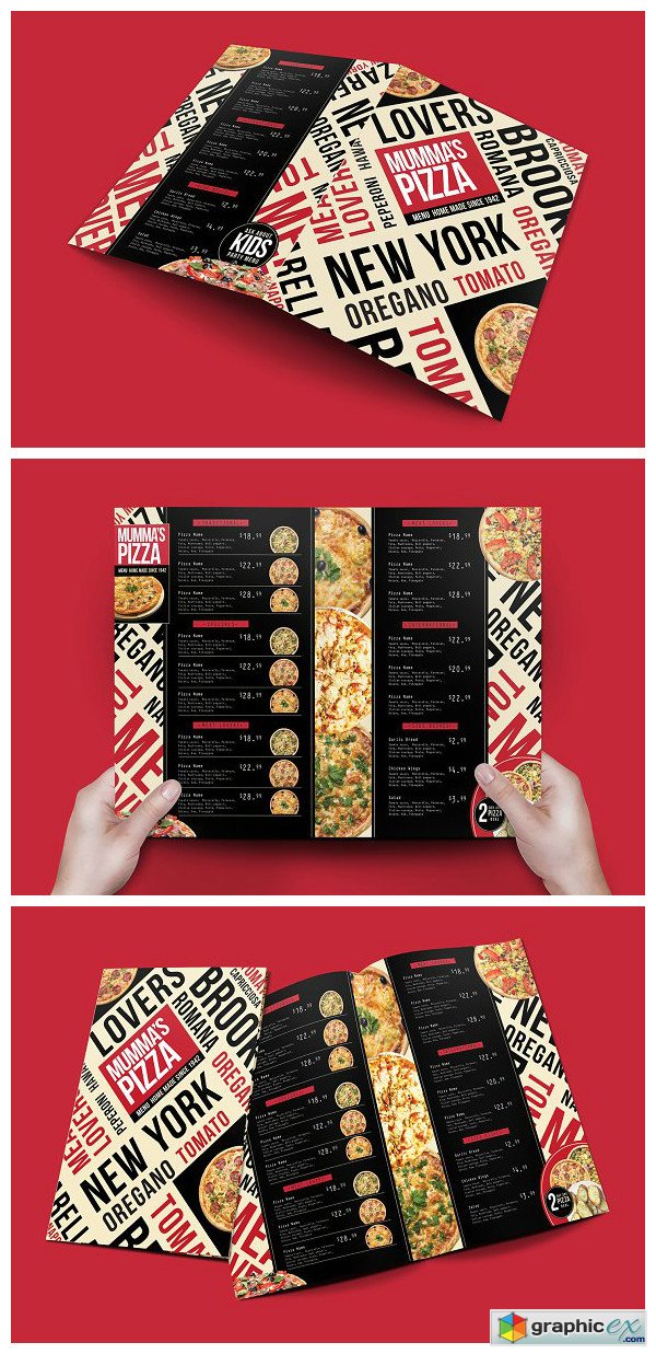 Folding A3 Pizza Menu Template