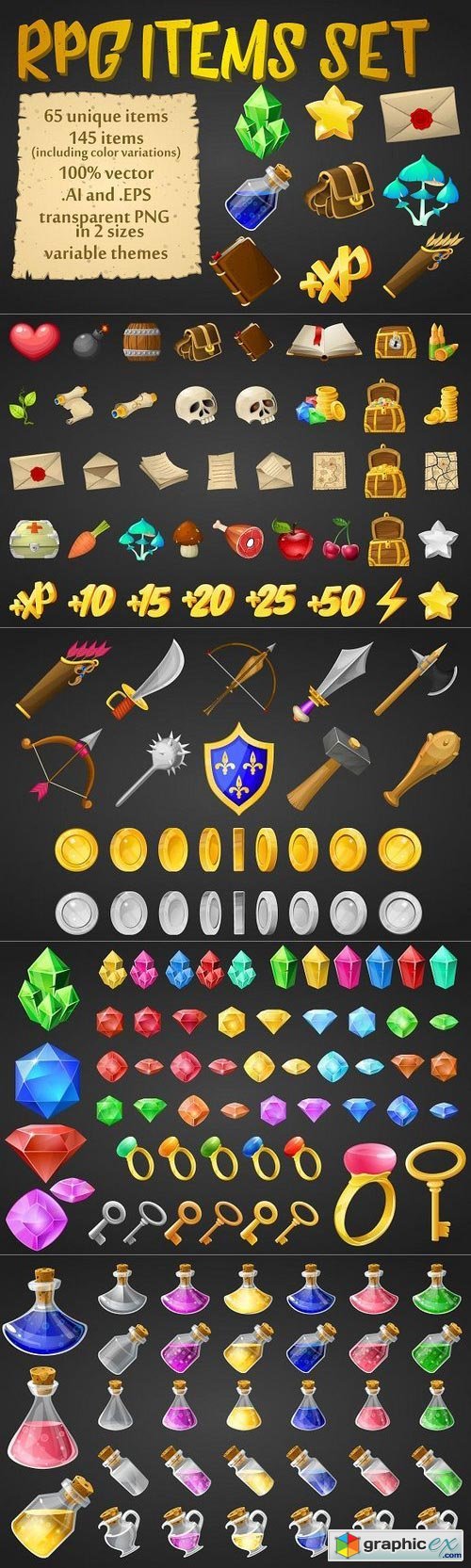 RPG game items set