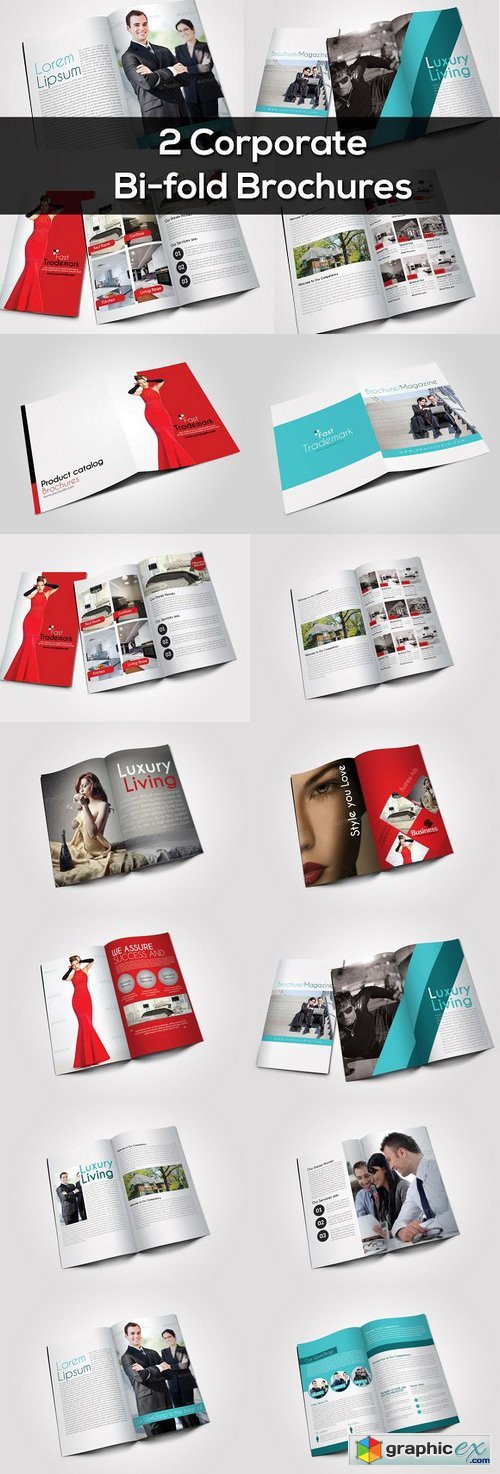2 Corporate Bi Fold Brochure Bundle