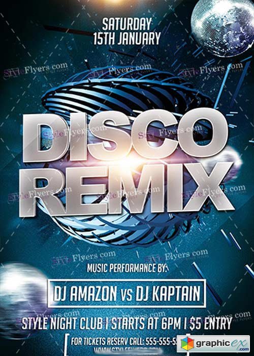 Disco Remix PSD V5 Flyer Template