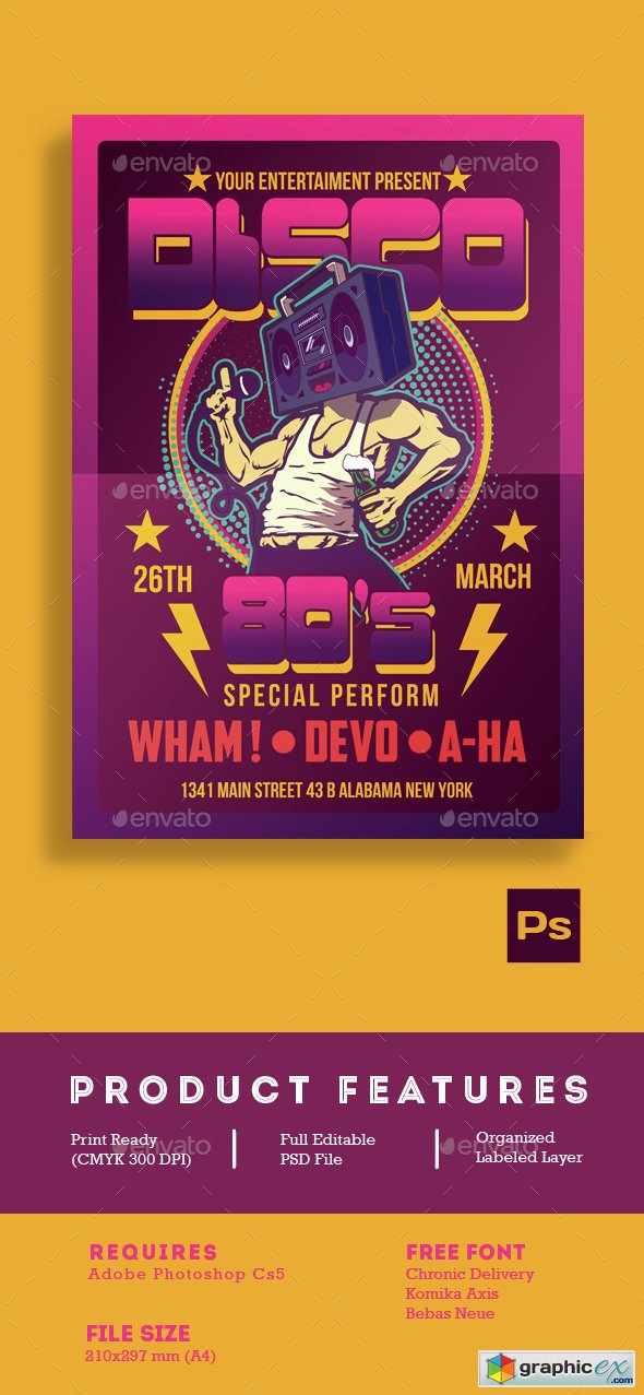 Disco 80's Party Flyer