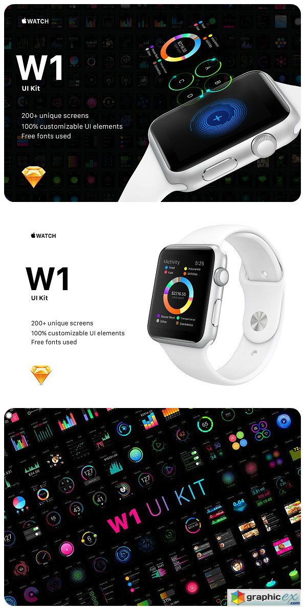 W1 UI Kit for Apple Watch Apps