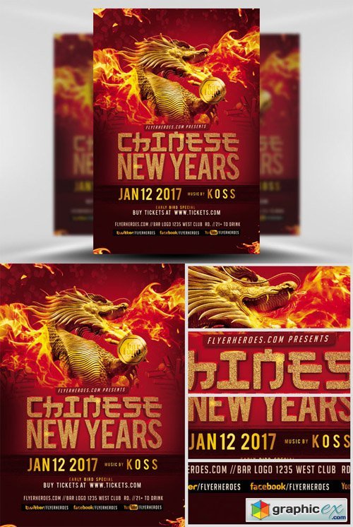 Chinese New Year Flyer Template 2017