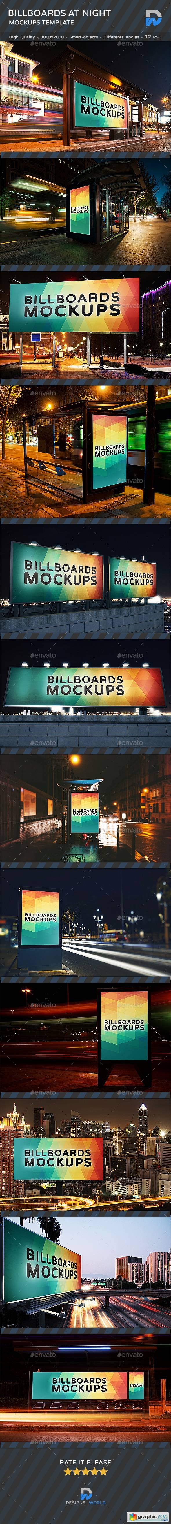 Billboards Mockups at Night Vol.1