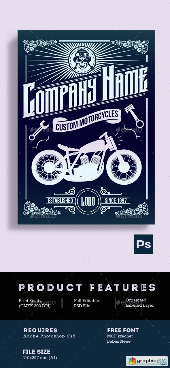 Custom Motorcycle Poster Flyer