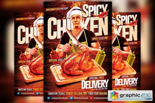 Spicy Chicken Restaurant Flyer