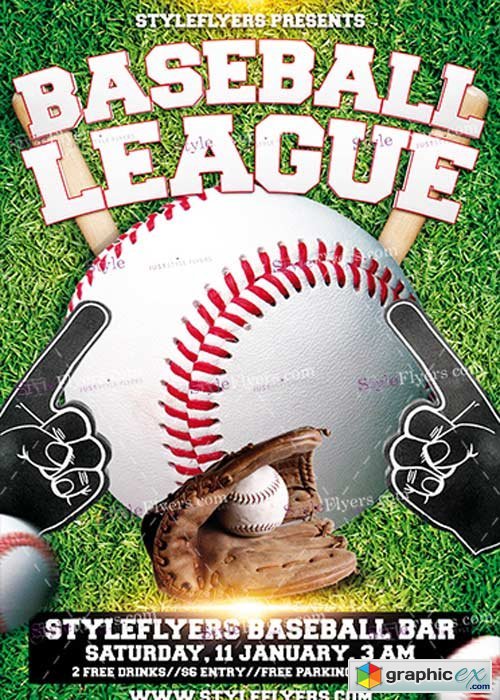 Baseball League PSD V17 Flyer Template