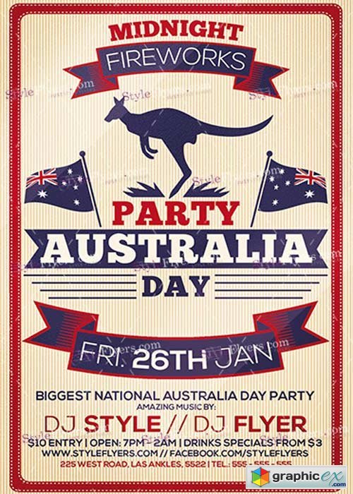Australia Day Party V7 PSD Flyer Template