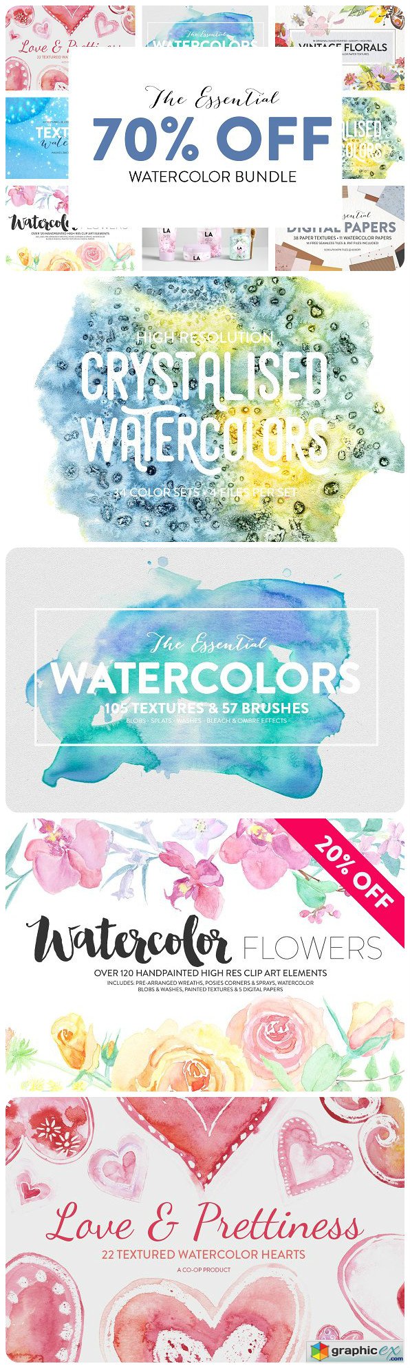 Watercolor boho flowers