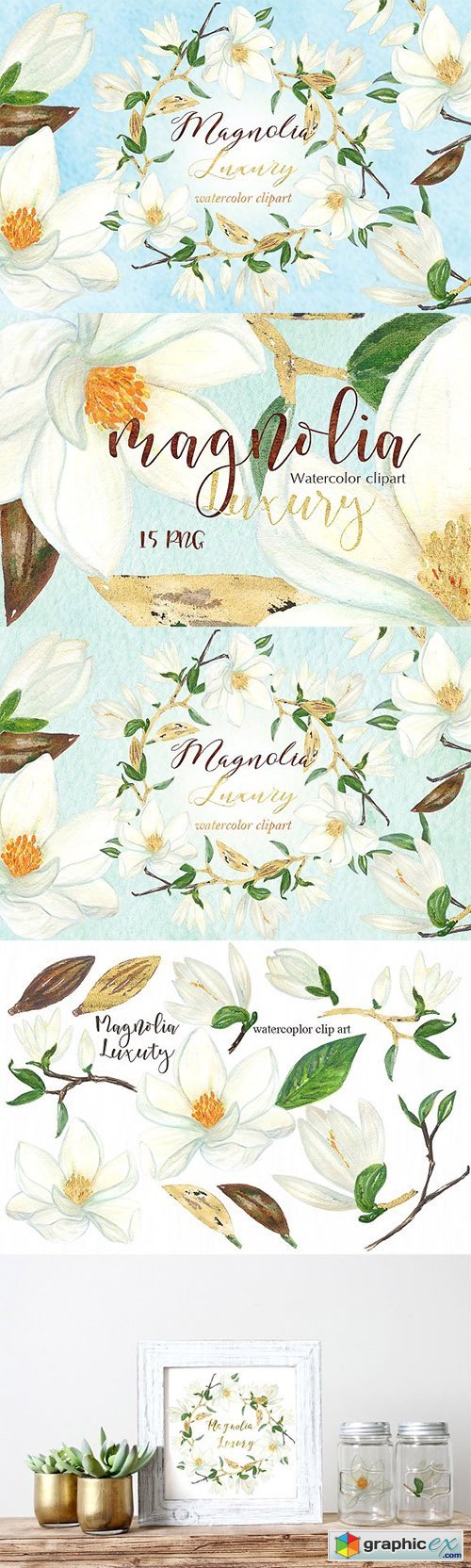 Magnolia white luxury clipart