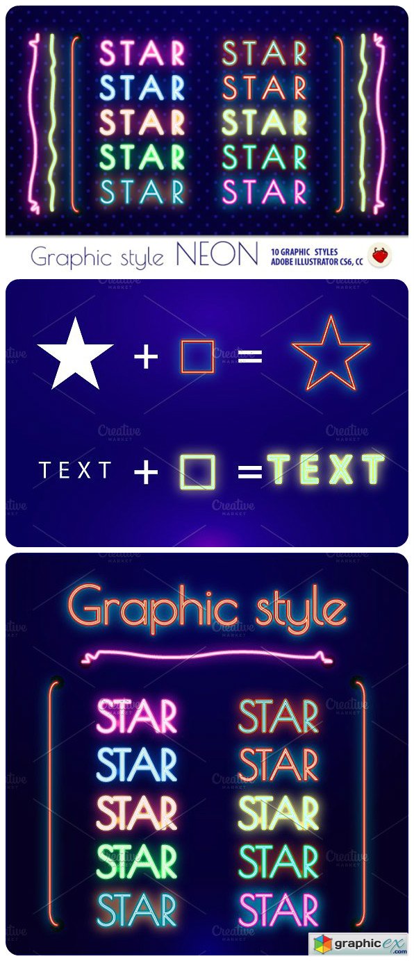 NEON Retro Graphic Styles (AI) 1