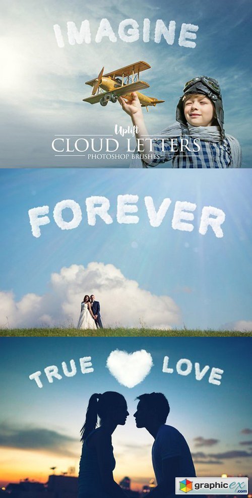 40 Cloud Letter Photoshop Brushes