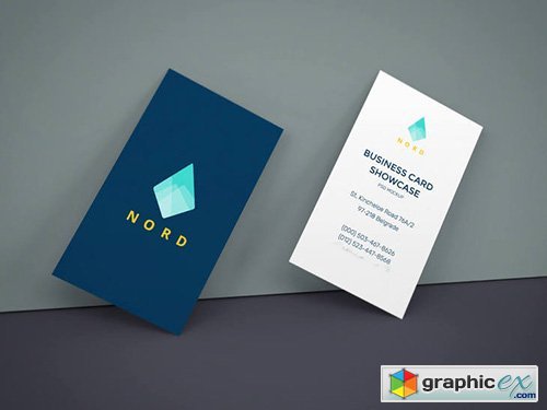 PSD Mock-Up - Business Cards On Wall