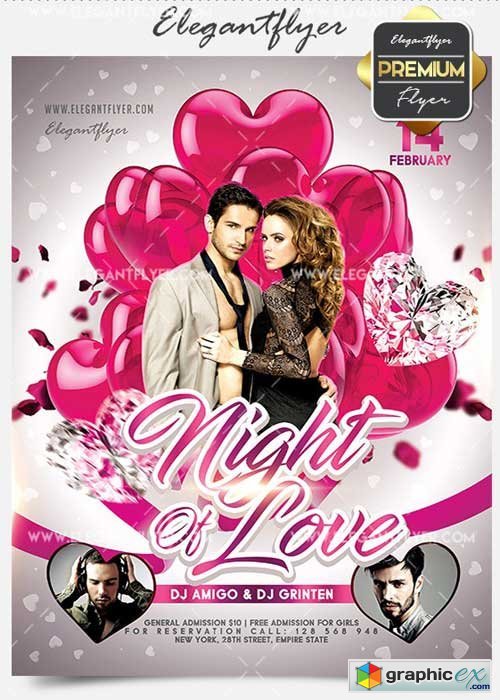 Night Of Love Flyer PSD V02 Template + Facebook Cover