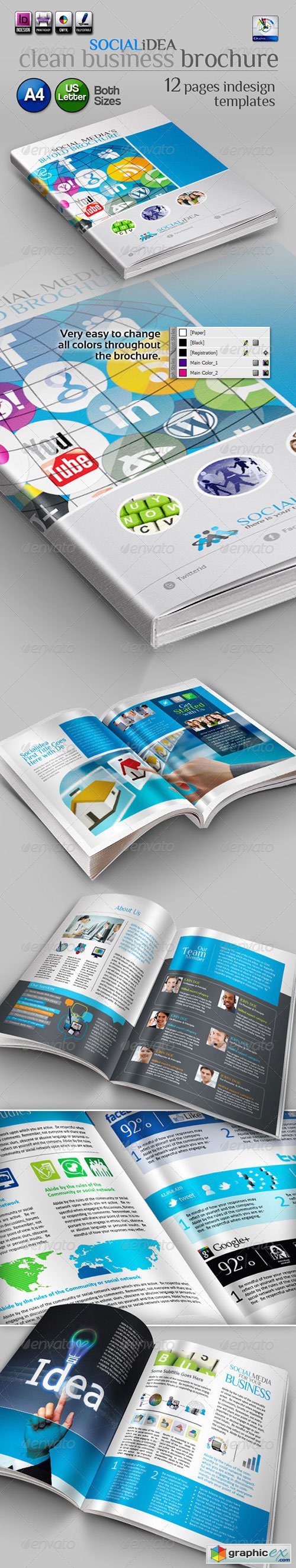 Socialidea: Social Media Clean Bi-fold Brochure 3504107