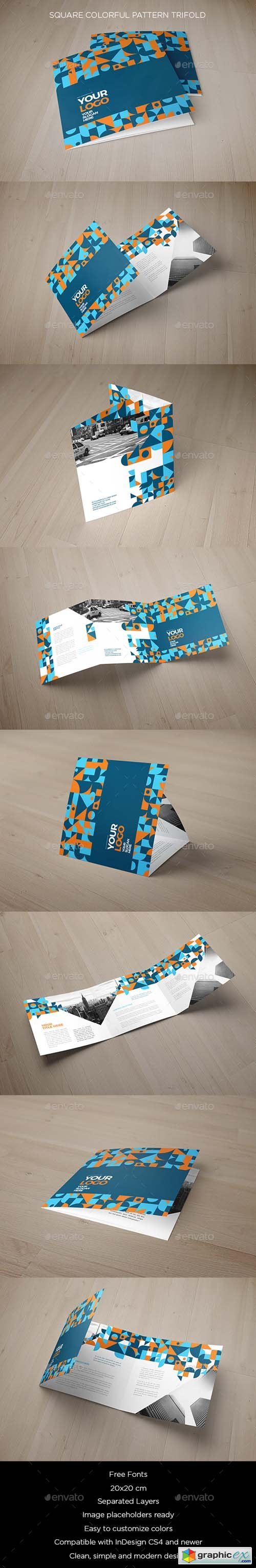 Square Colorful Pattern Trifold