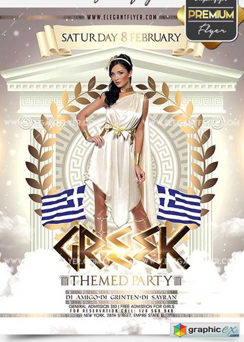 Greek Themed Party V3 Flyer PSD Template + Facebook Cover
