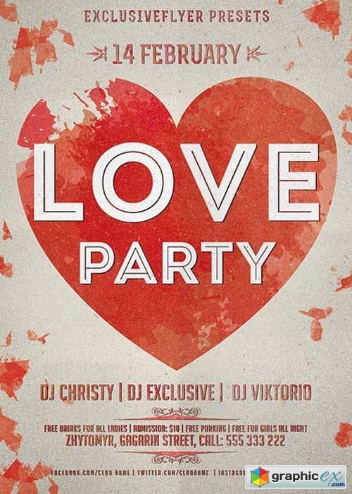 Love Party V15 Club and Party Flyer PSD Template