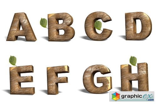 Realistic wooden alphabet