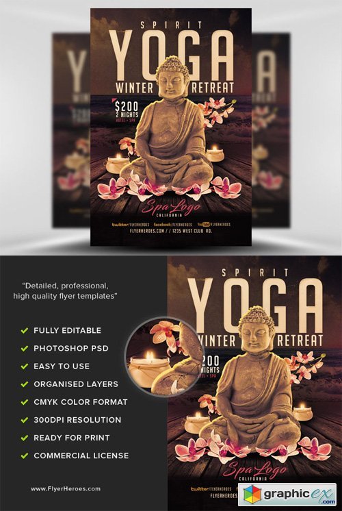 Yoga Winter Retreat Flyer Template