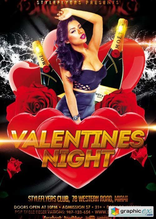 Valentines Night V31 PSD Flyer Template with Facebook Cover