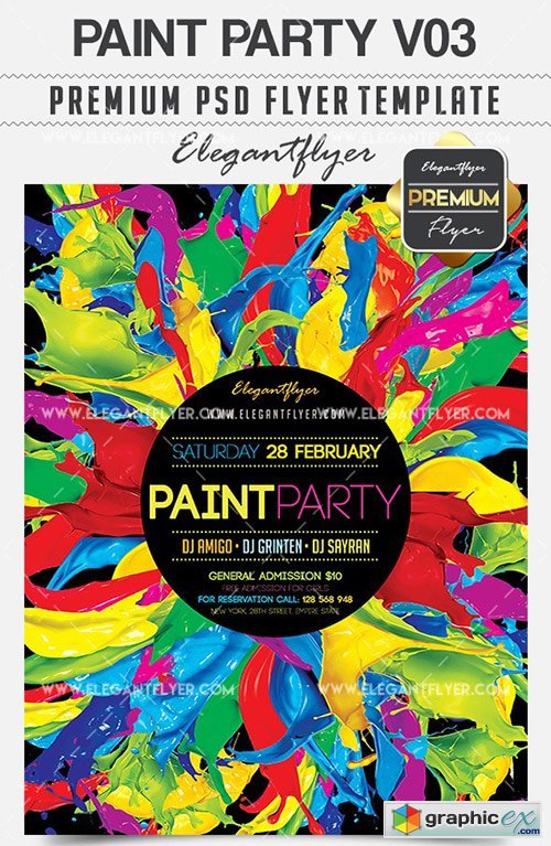 Paint Party V03  Flyer PSD Template + Facebook Cover