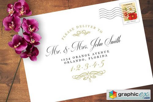 Vintage Style Wedding Address Design