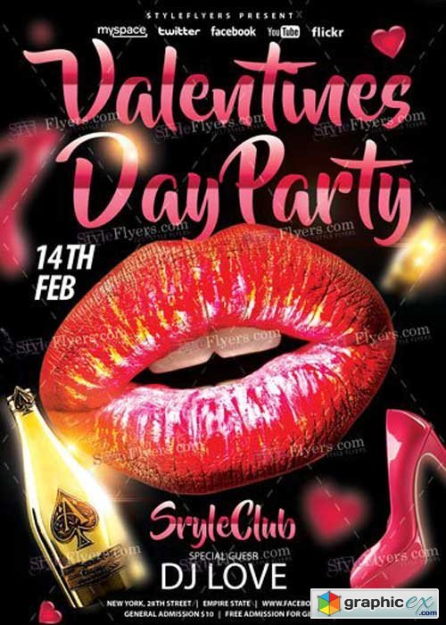 Valentines Day Party PSD V15 Flyer Template