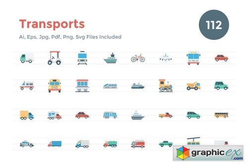 112 Flat Transports Icons