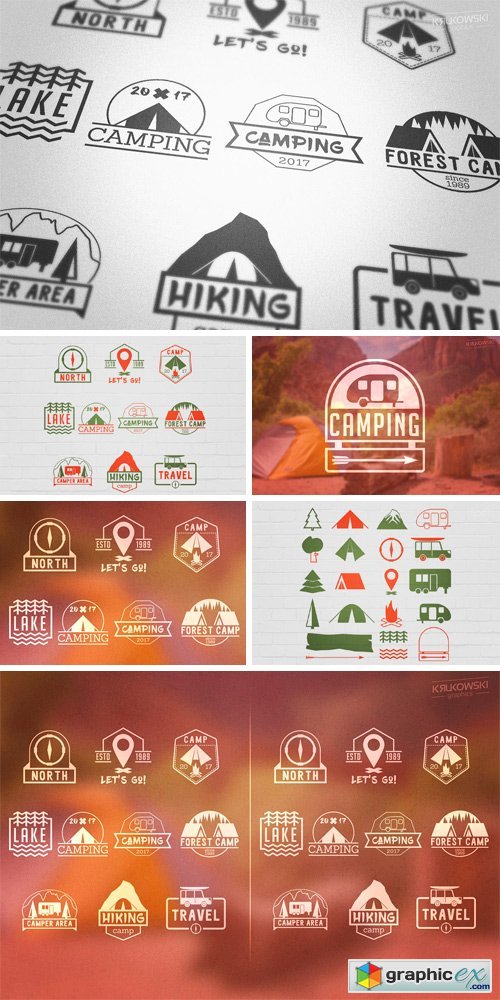 Camping Outdoor Badges Logos