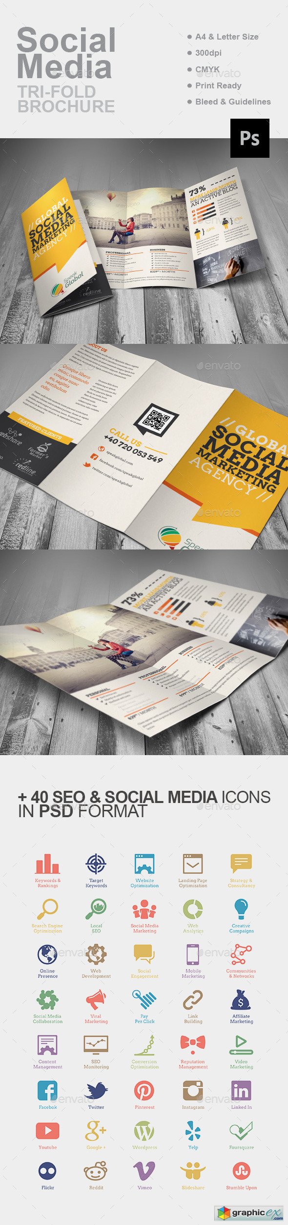 Social Media Marketing Tri-fold Brochure